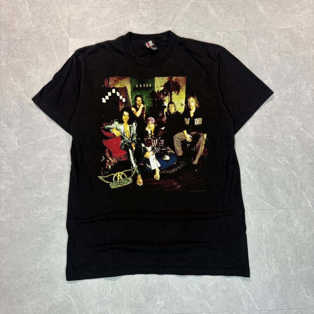 Vintage 1997 Aerosmith Nine Lives North American Tour TShirt Giant XL Black Rock